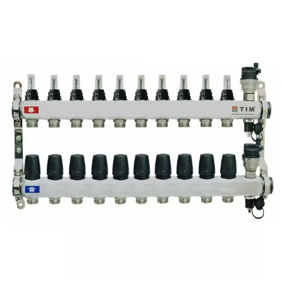 Коллекторная группа с расходомерами 1″,10 хода, нерж.  (КВАДРАТ)