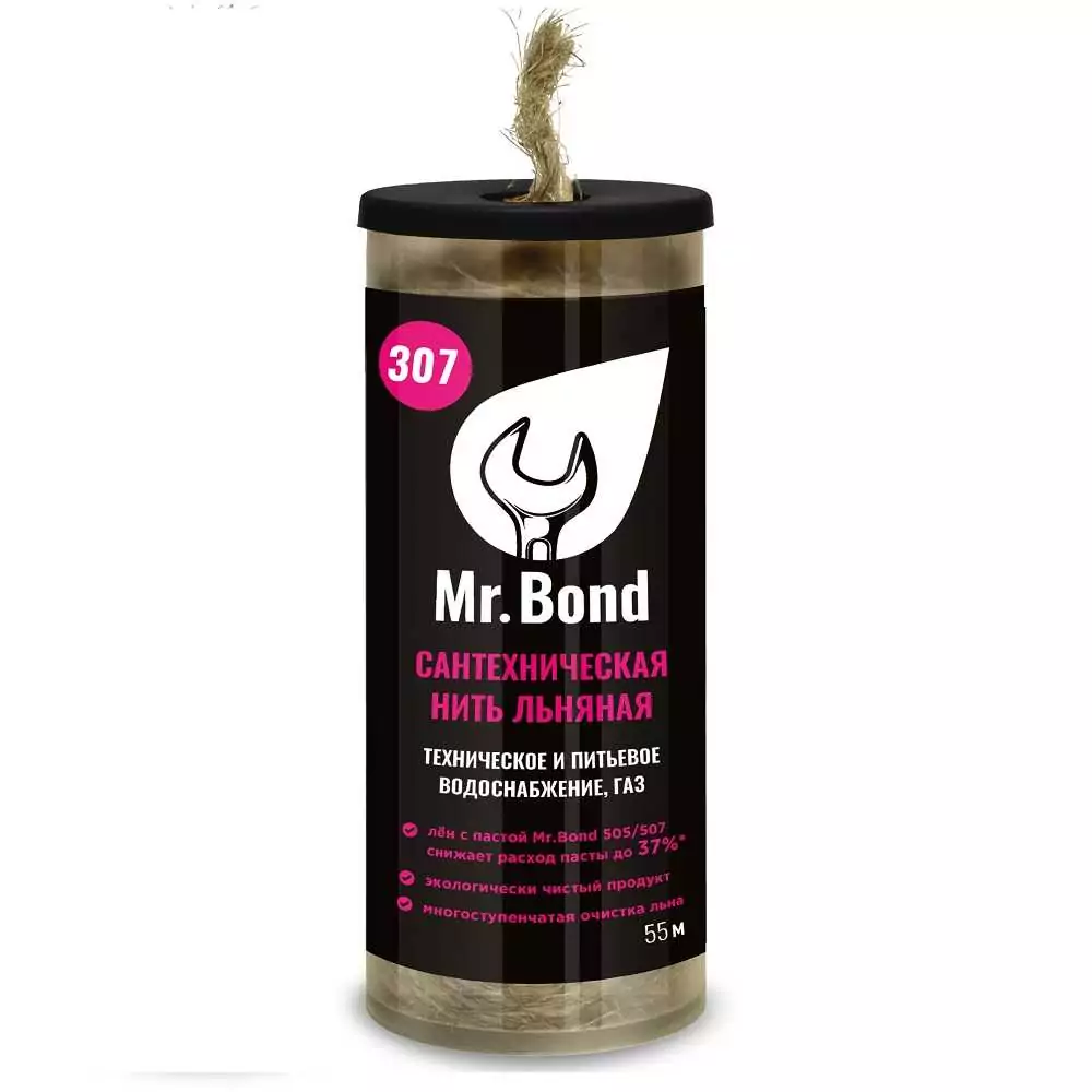 Нить льняная сантехническая Mr.Bond 307, 110 м