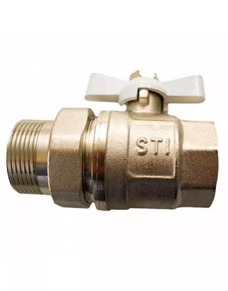 Кран шаровой STI 15 мм, накидная гайка, бабочка