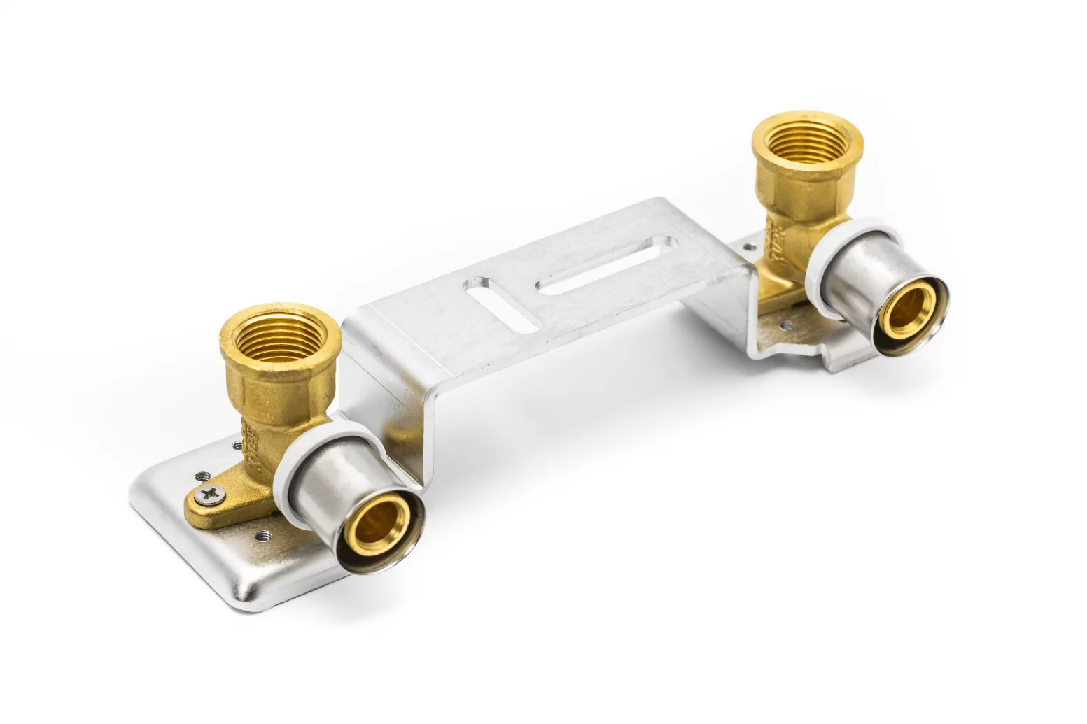 Водорозетка двойная RIIFO Omni 16-1/2″ВР, 150 мм, L4, на монтажной планке, пресс, латунь