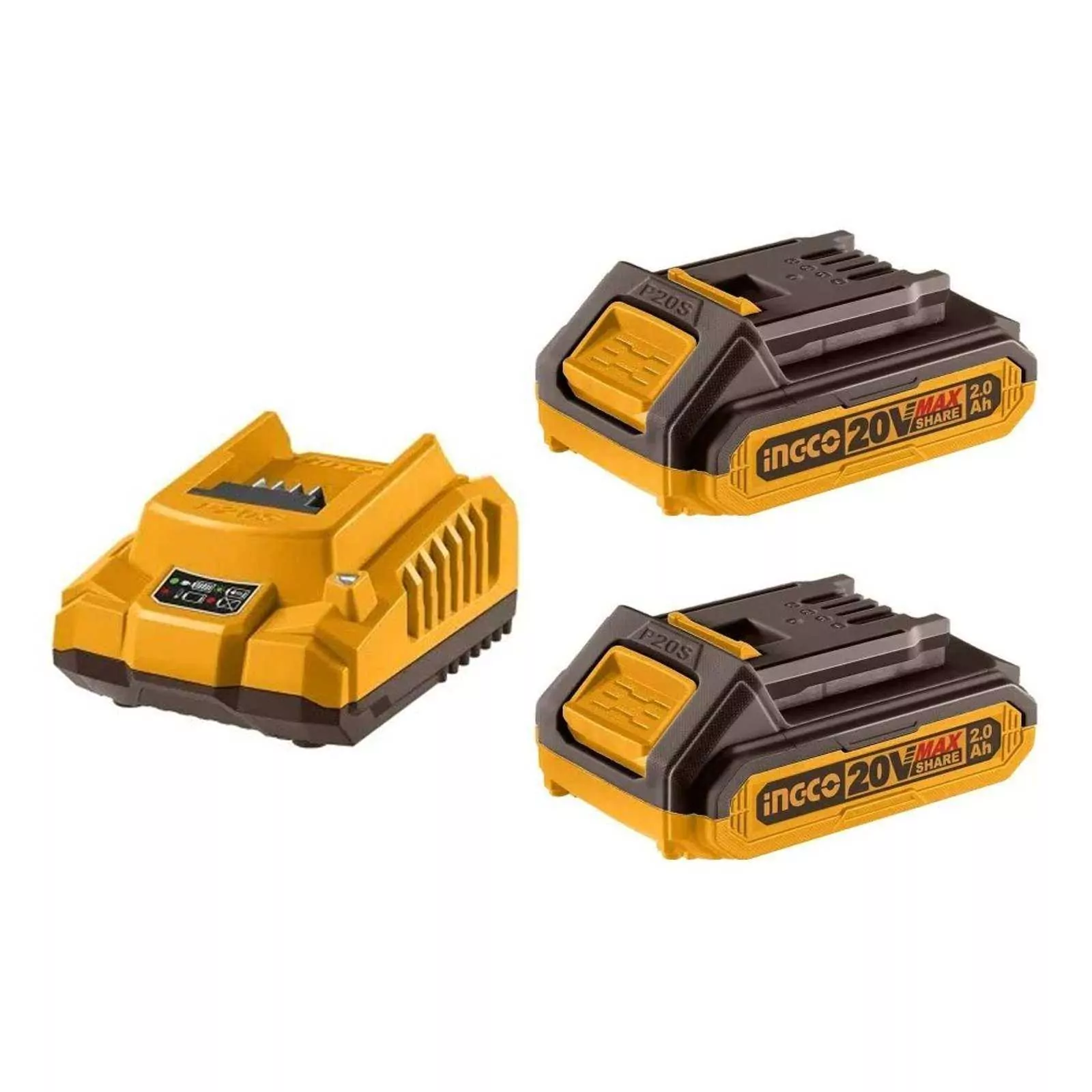 Набор аккумуляторов и зарядное устройство INGCO FBCPK1222, 2Ач, 2А, 20В